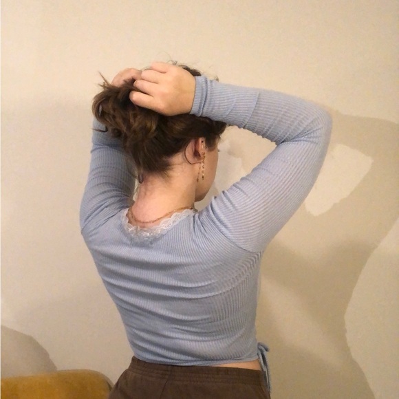 Periwinkle Blue, lacy wrap top - Picture 5 of 5